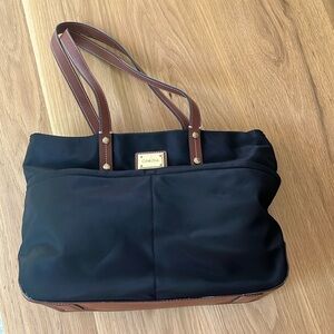 Calvin Klein Black Nylon and Brown Teodora Tote